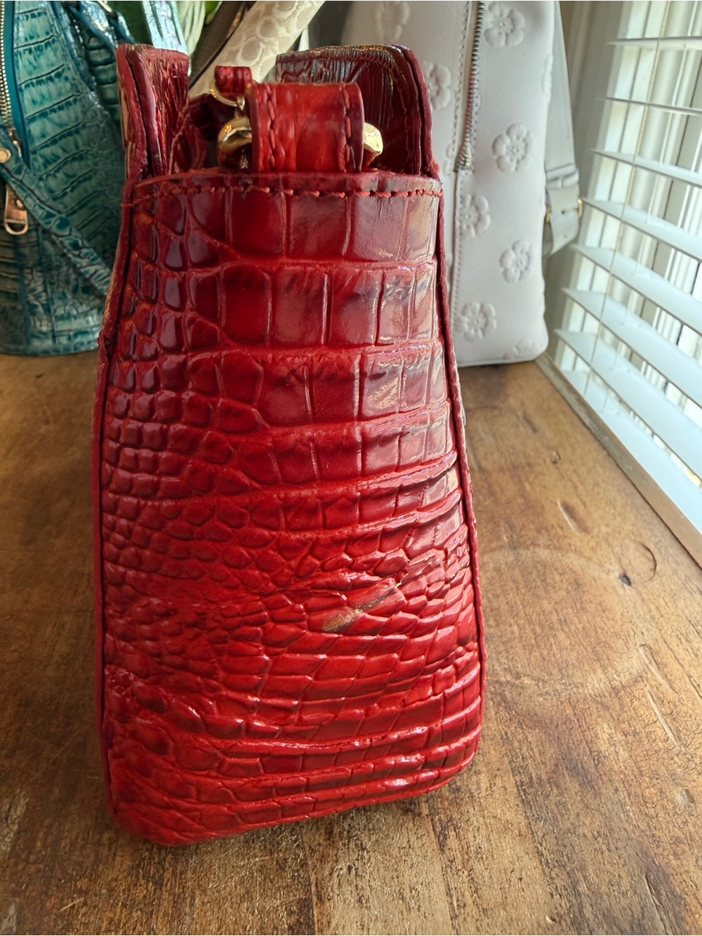 Brahmin Red Croc Leather Crossbody - Picture 3 of 10